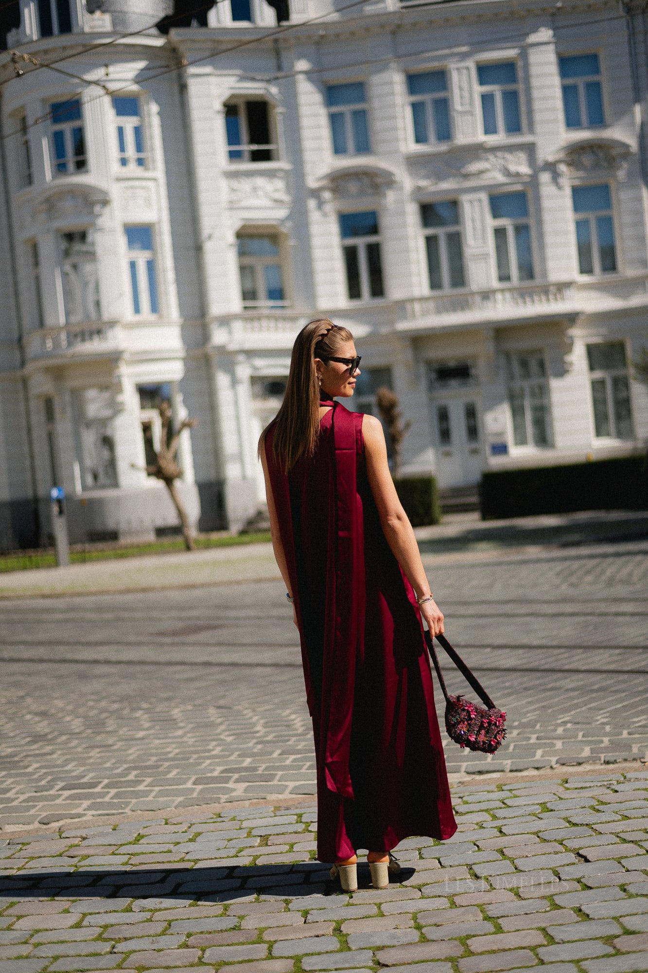 YASAnnalina one shoulder maxi dress rhododendron