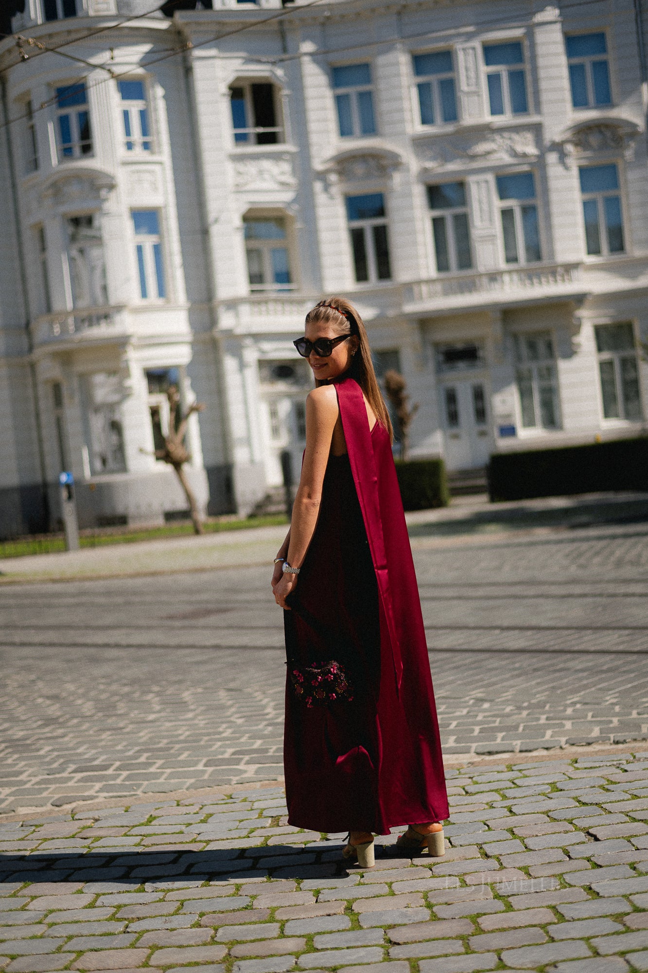 YASAnnalina one shoulder maxi dress rhododendron