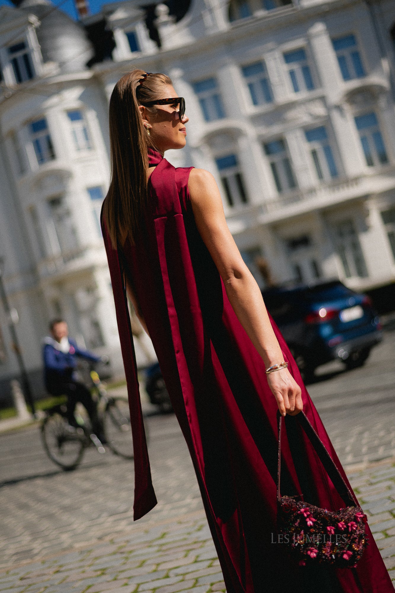 YASAnnalina one shoulder maxi dress rhododendron