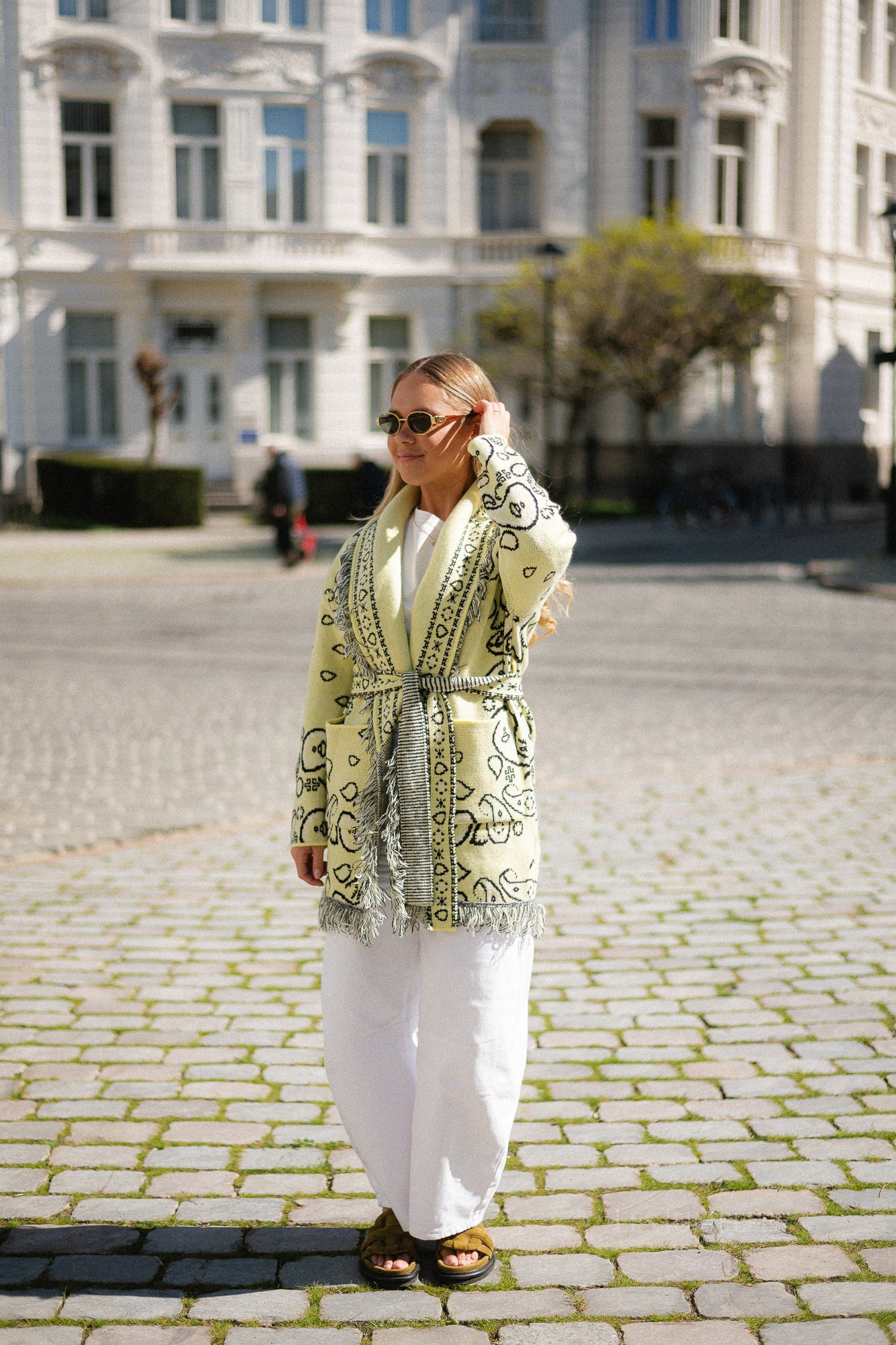 Lori LS knitted cardigan lime