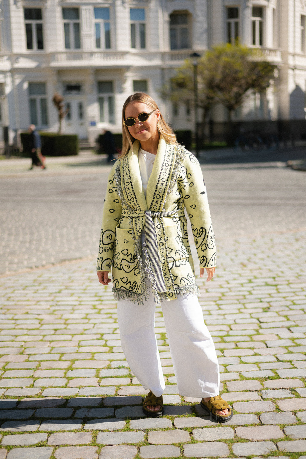 Lori LS knitted cardigan lime