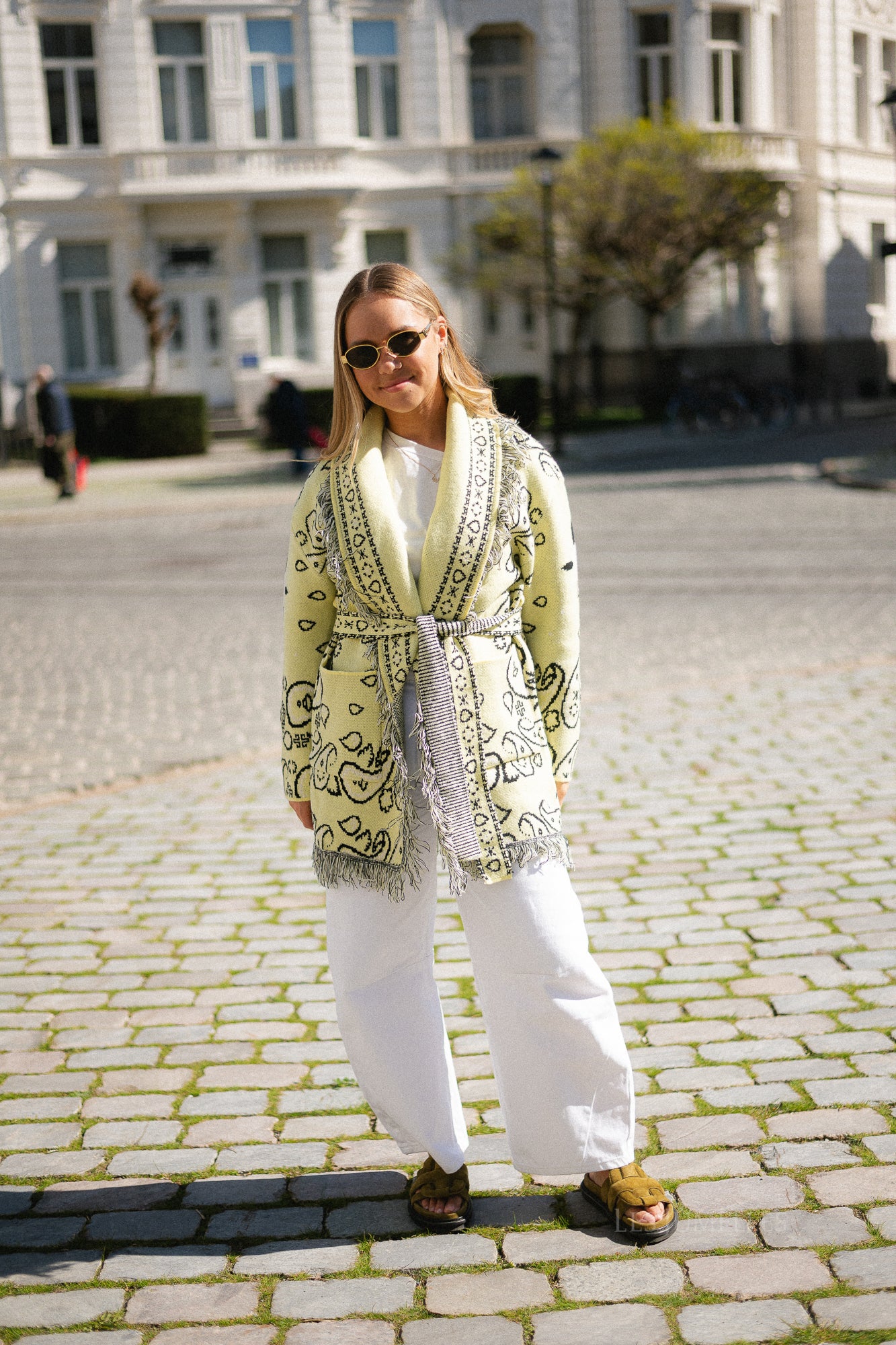 Lori LS knitted cardigan lime