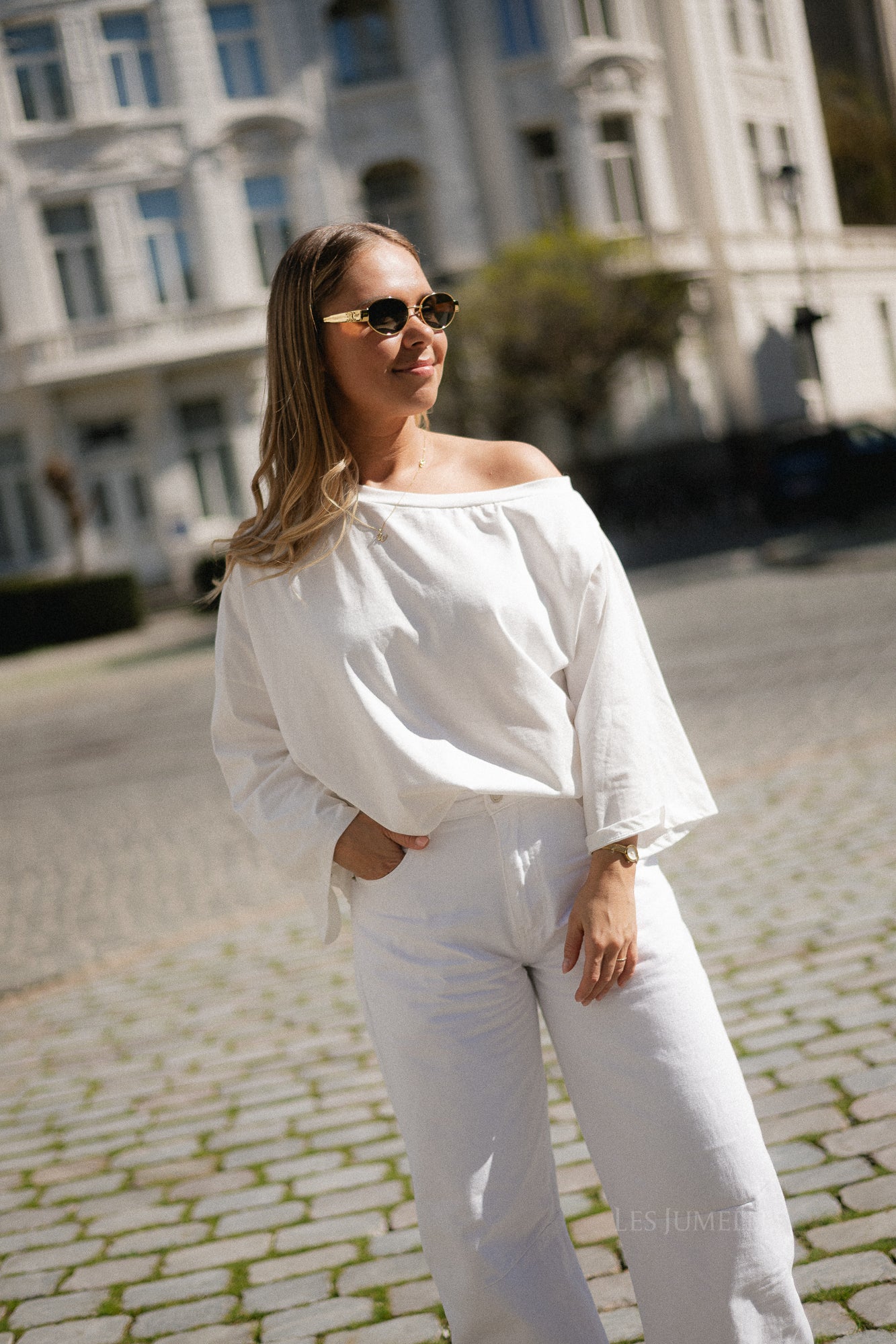 Lexie off shoulder LS shirt ecru