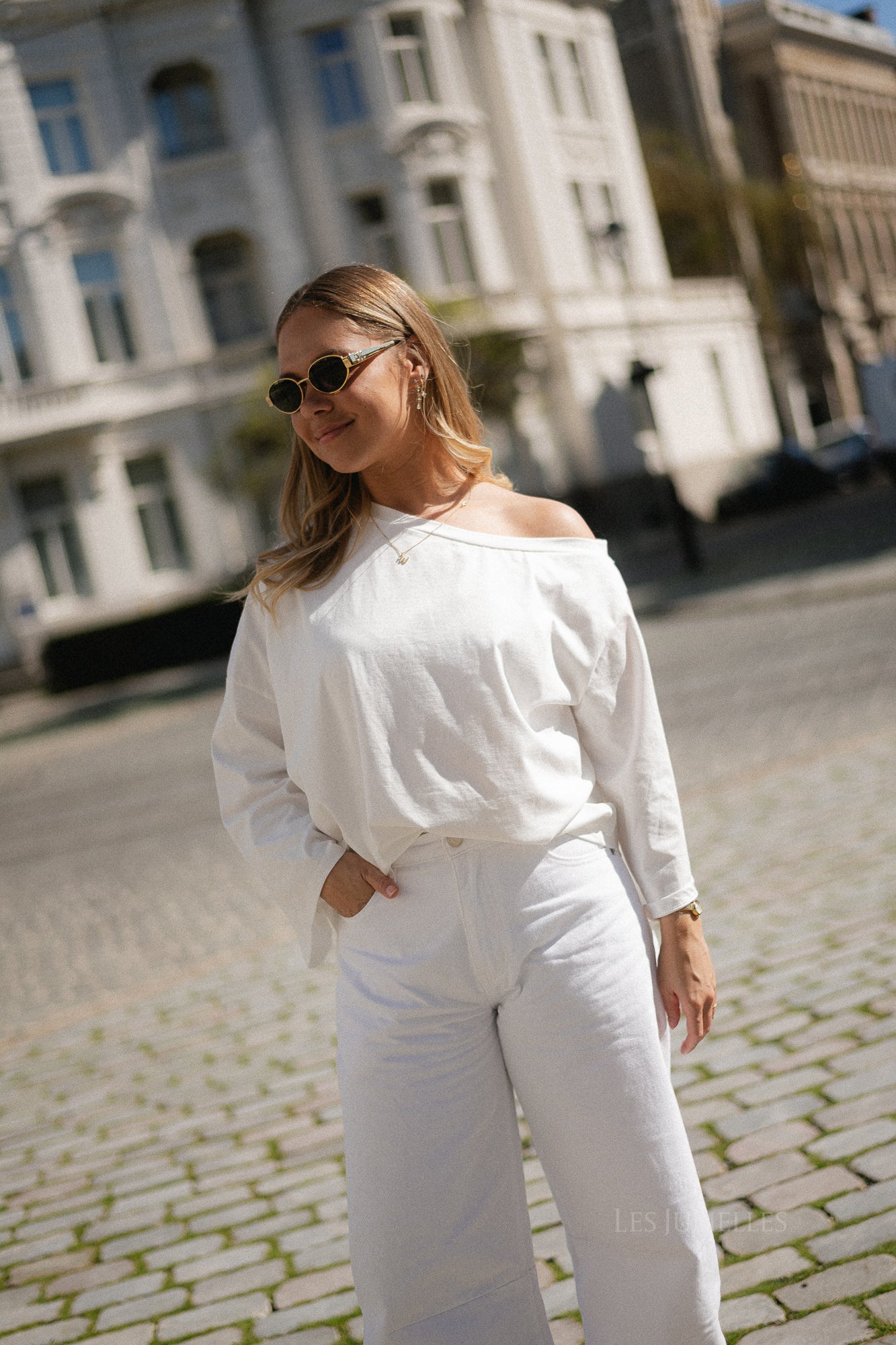 Lexie off shoulder LS shirt ecru