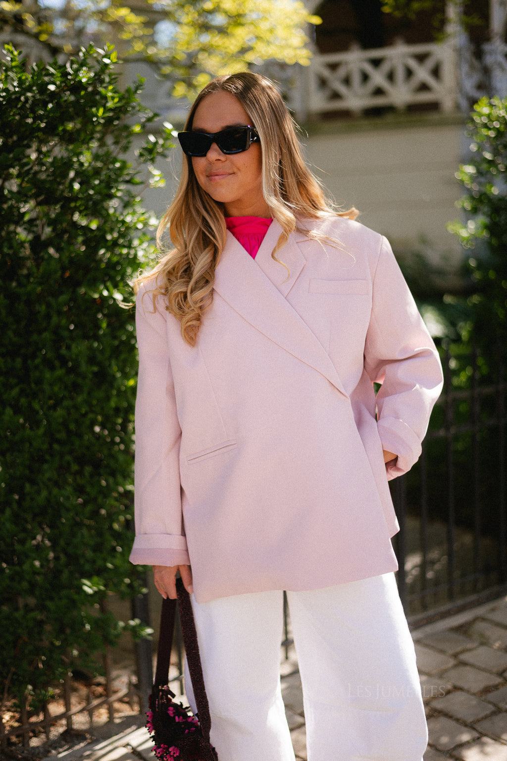 Chloe oversized blazer pearl blush