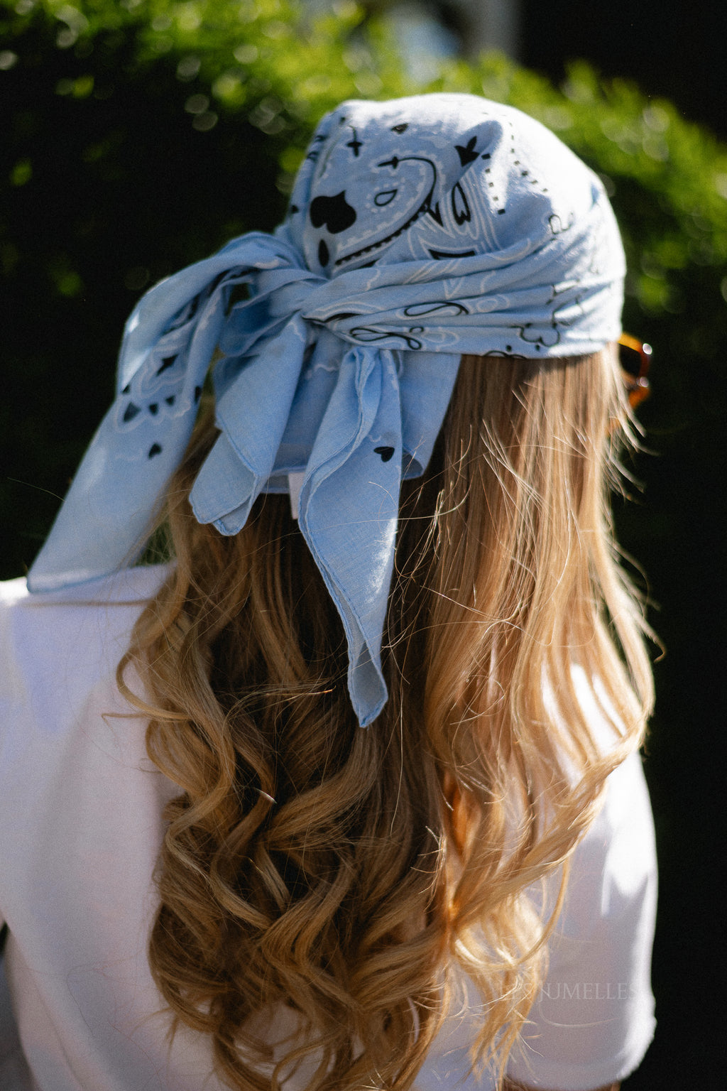 Bandana print scarf light blue