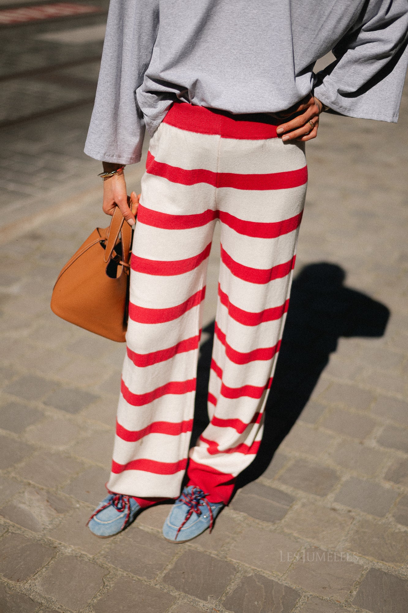 Alicia striped pants red/ecru
