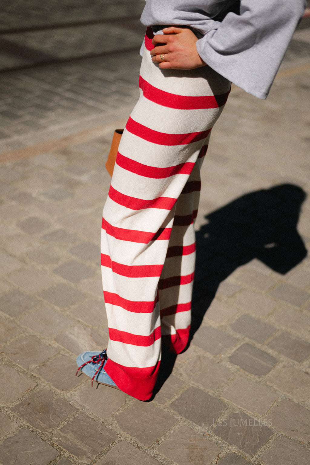 Alicia striped pants red/ecru