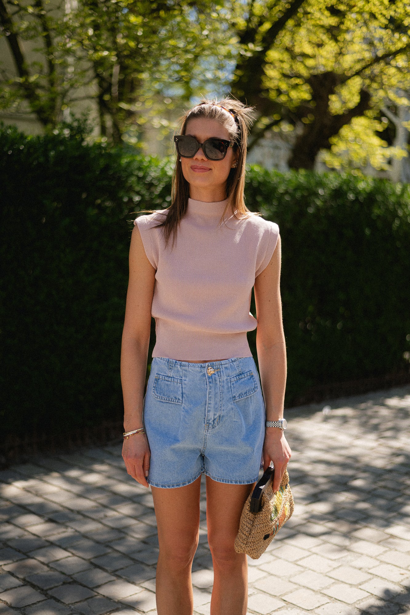 Macy denim shorts light blue