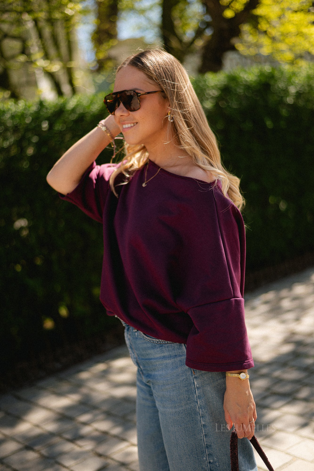 Emily oversized shirt aubergine