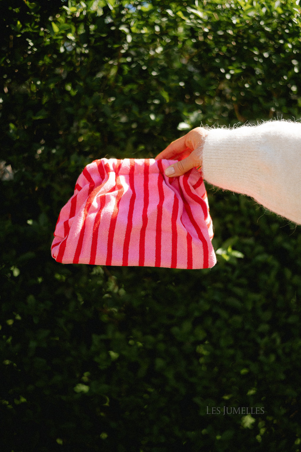 Striped pouch bag - pink