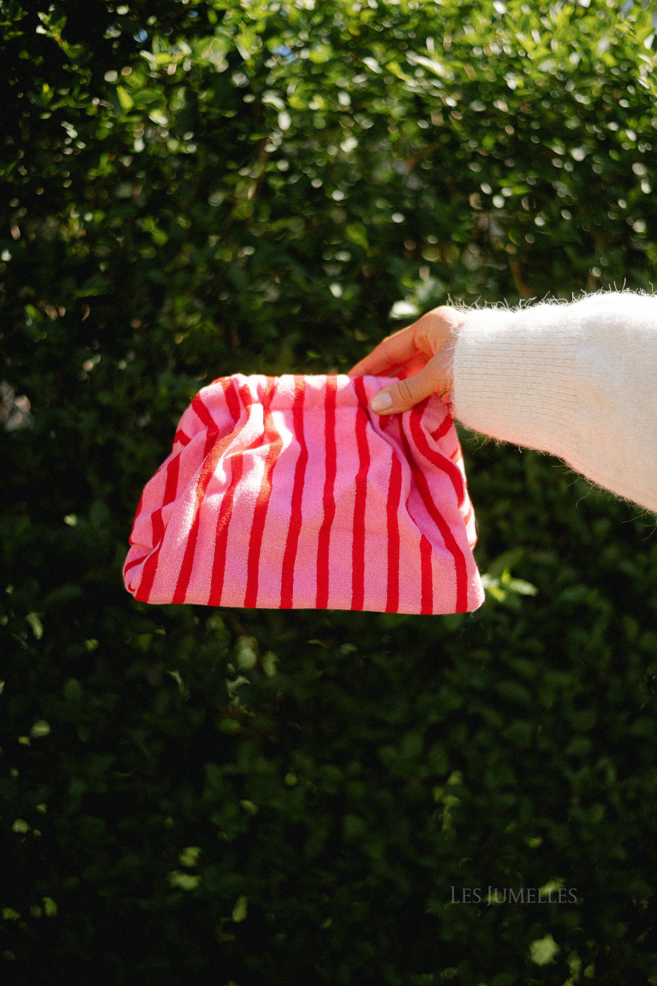 Striped pouch bag - pink