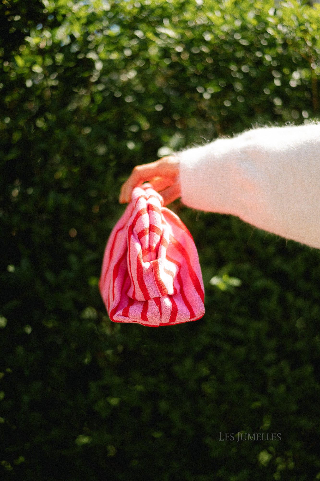 Striped pouch bag - pink