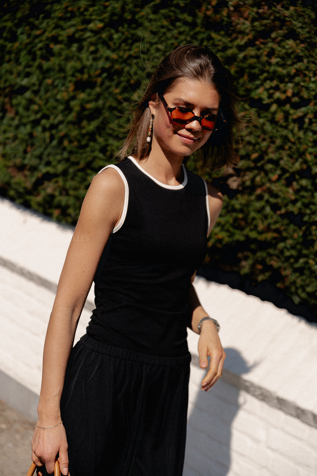 Fiona top zwart & wit contrast