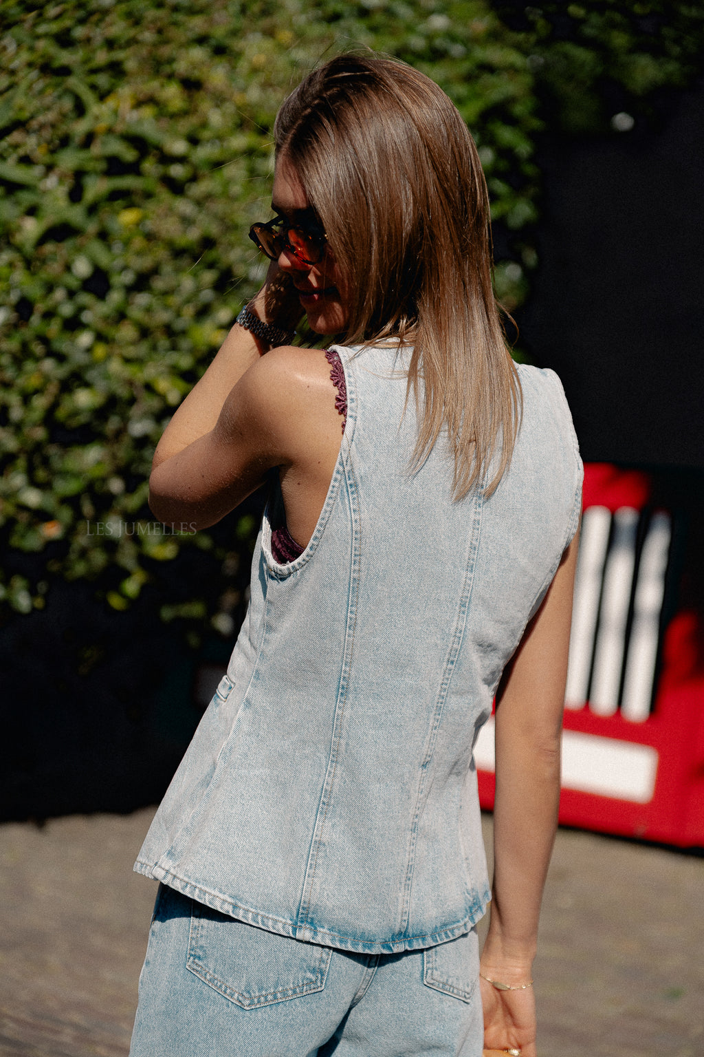 Lyla denim vest lichtblauw