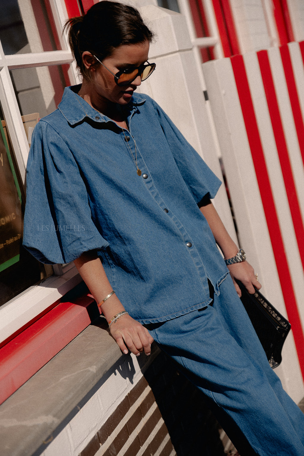 Celeste Bluse in Medium Blue Denim