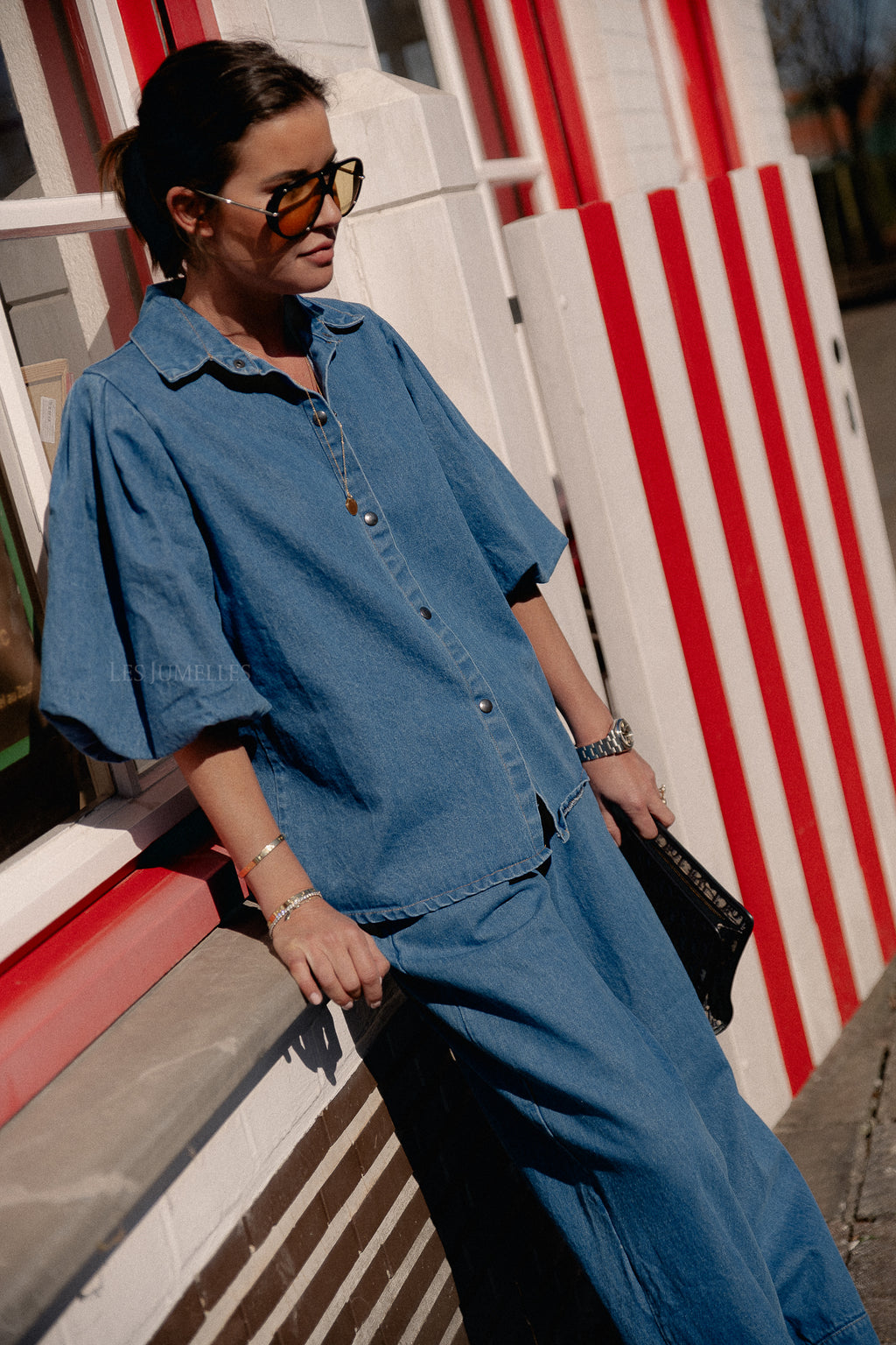 Celeste Bluse in Medium Blue Denim