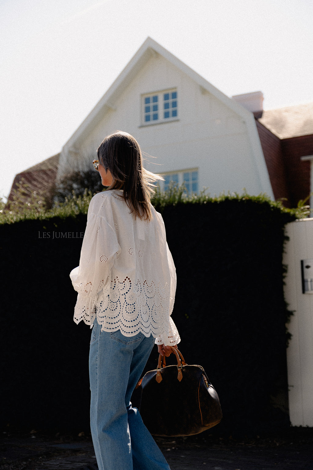 Kiki broderie strikblouse wit