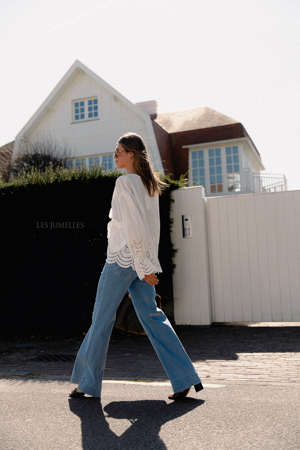Kiki broderie strikblouse wit