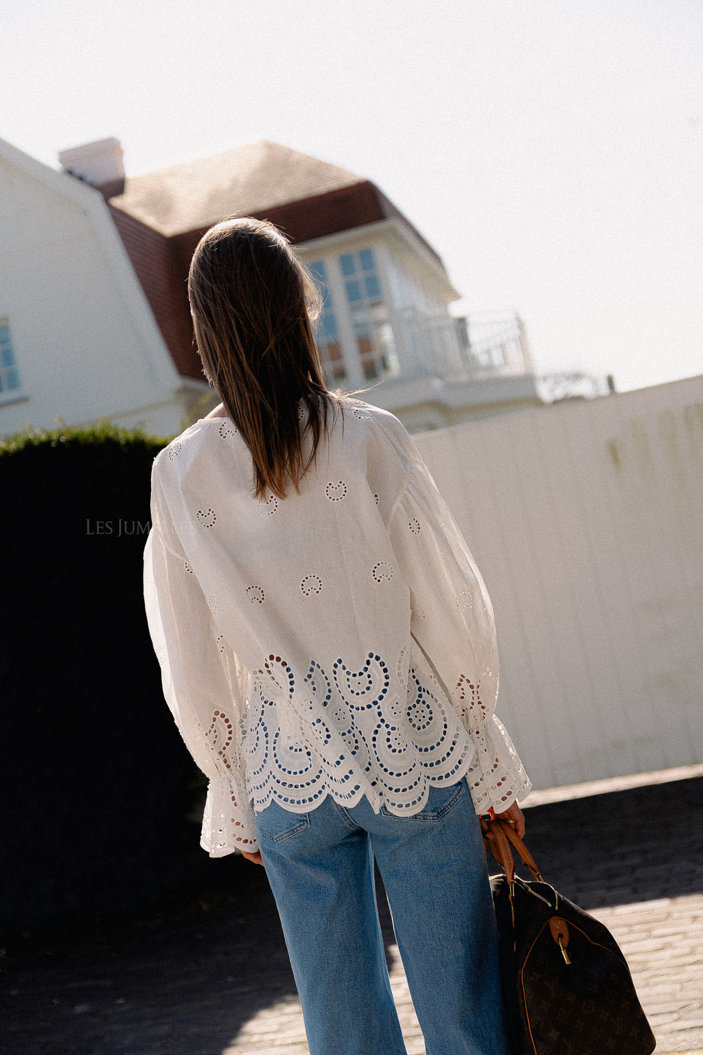 Kiki broderie strikblouse wit