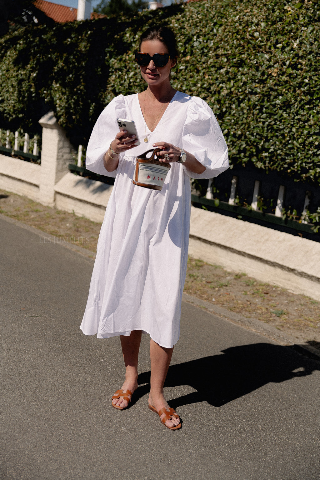 OBJPaige 2/4 Langarmkleid in Weiß