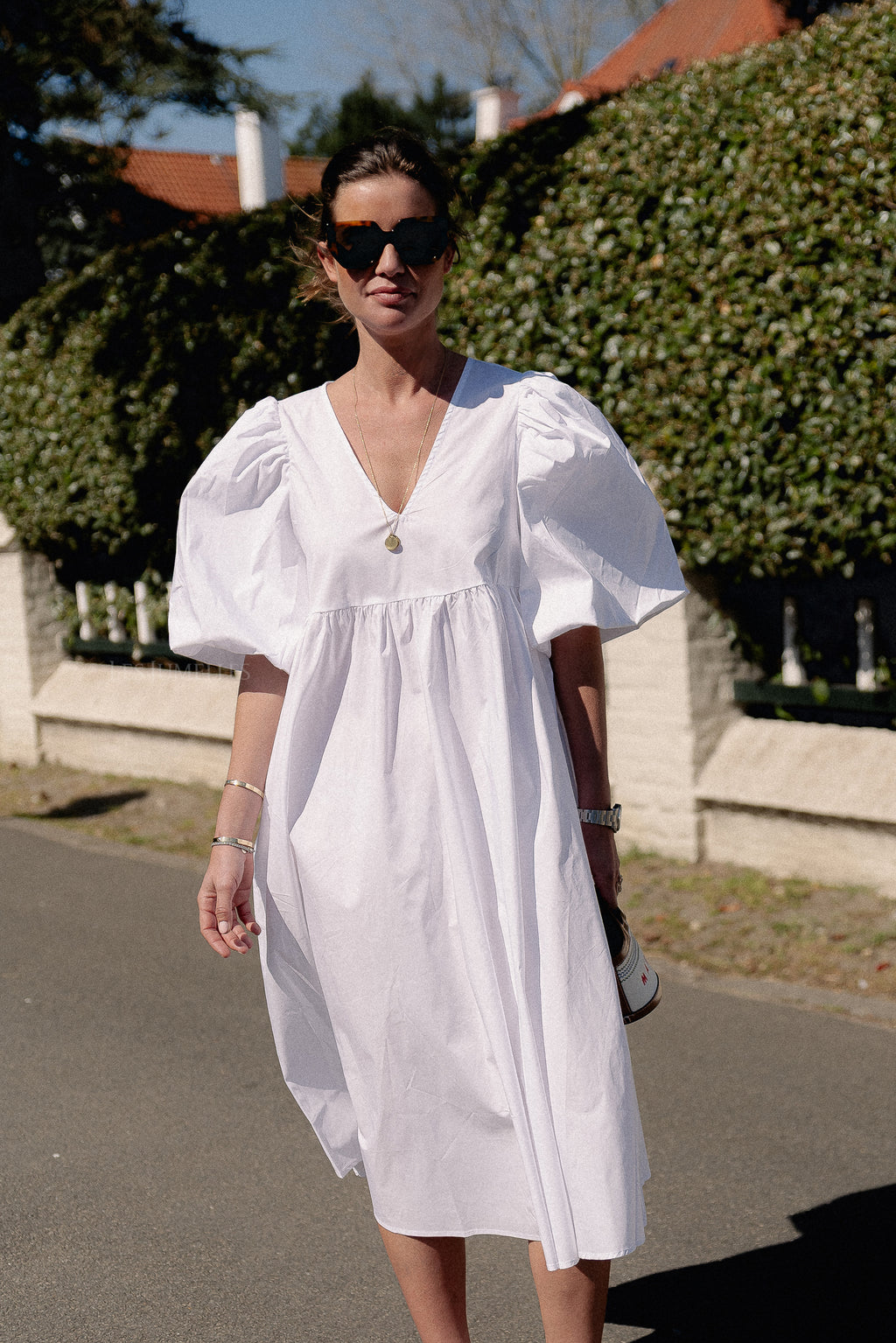 OBJPaige 2/4 Langarmkleid in Weiß