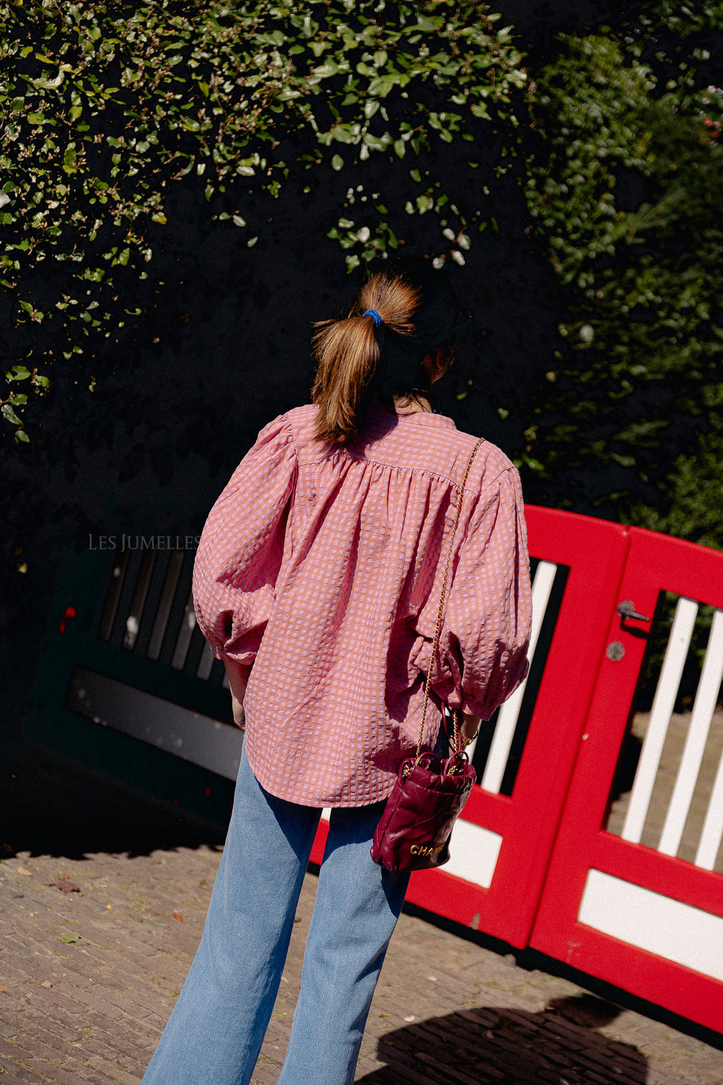 Kate vichy blouse oranje/lila