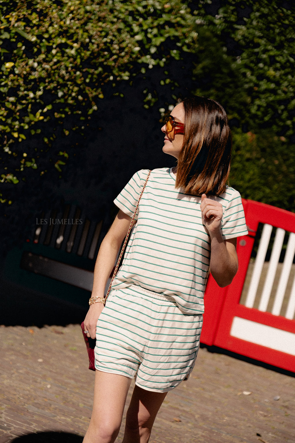 VIAlo o-neck back detail top birch/cadmium