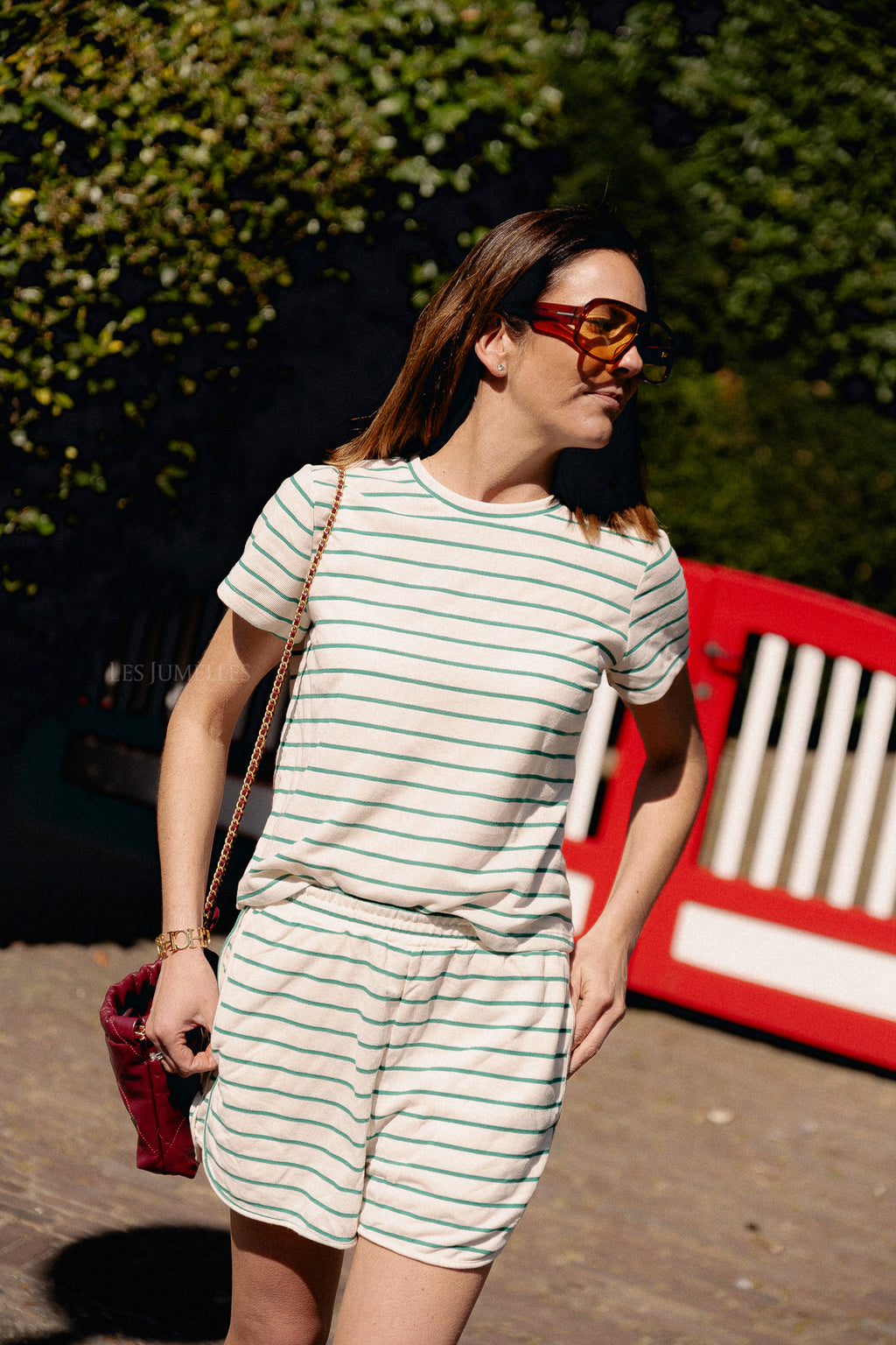 VIAlo o-neck back detail top birch/cadmium
