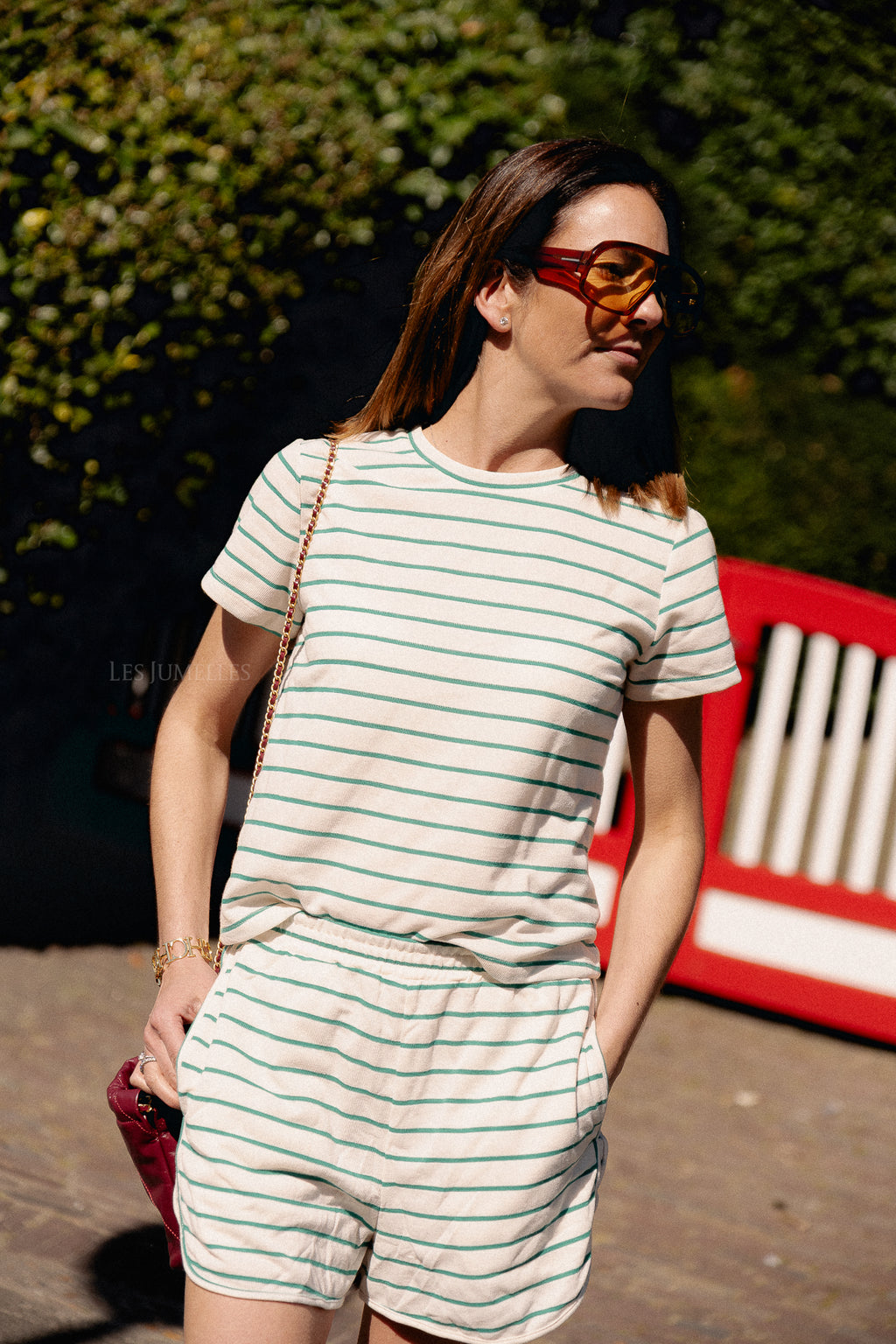VIAlo HW curved hem shorts birch/cadmium