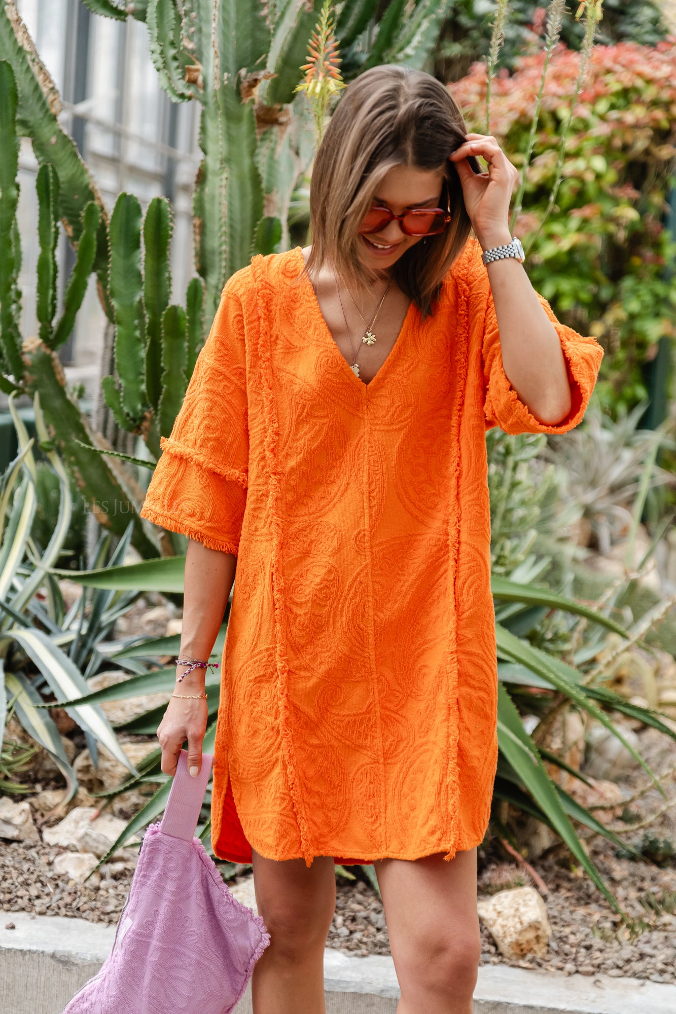 Domna cotton short dress orange