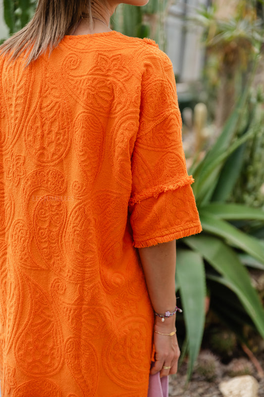 Les Jumelles Domna cotton short dress orange