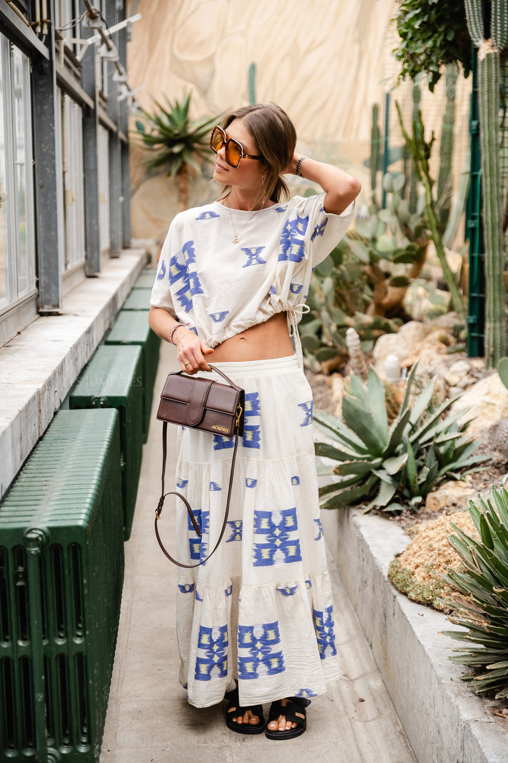 Iliokali cotton skirt blue/lime