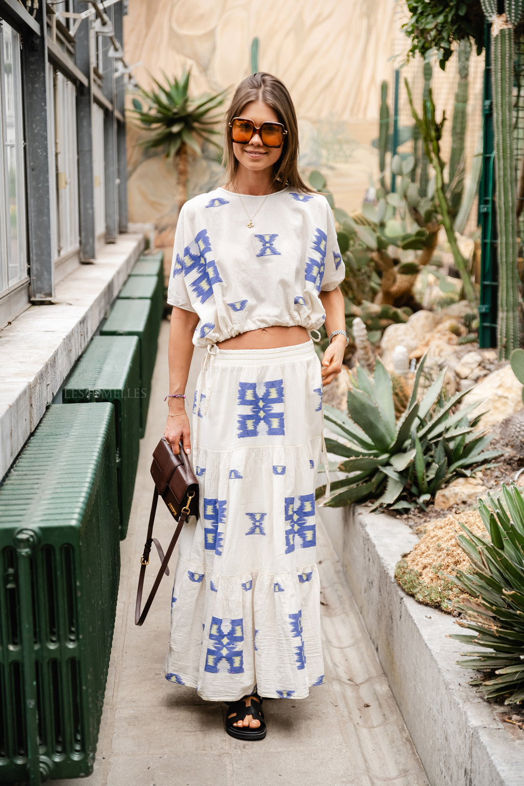 Iliokali cotton skirt blue/lime