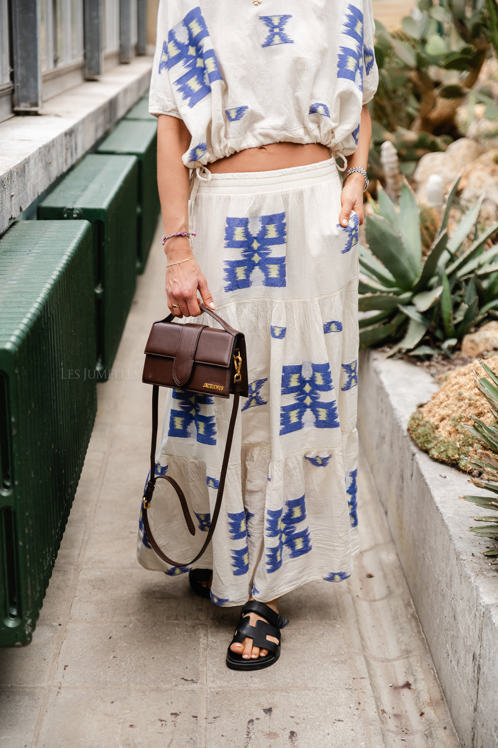 Iliokali cotton skirt blue/lime