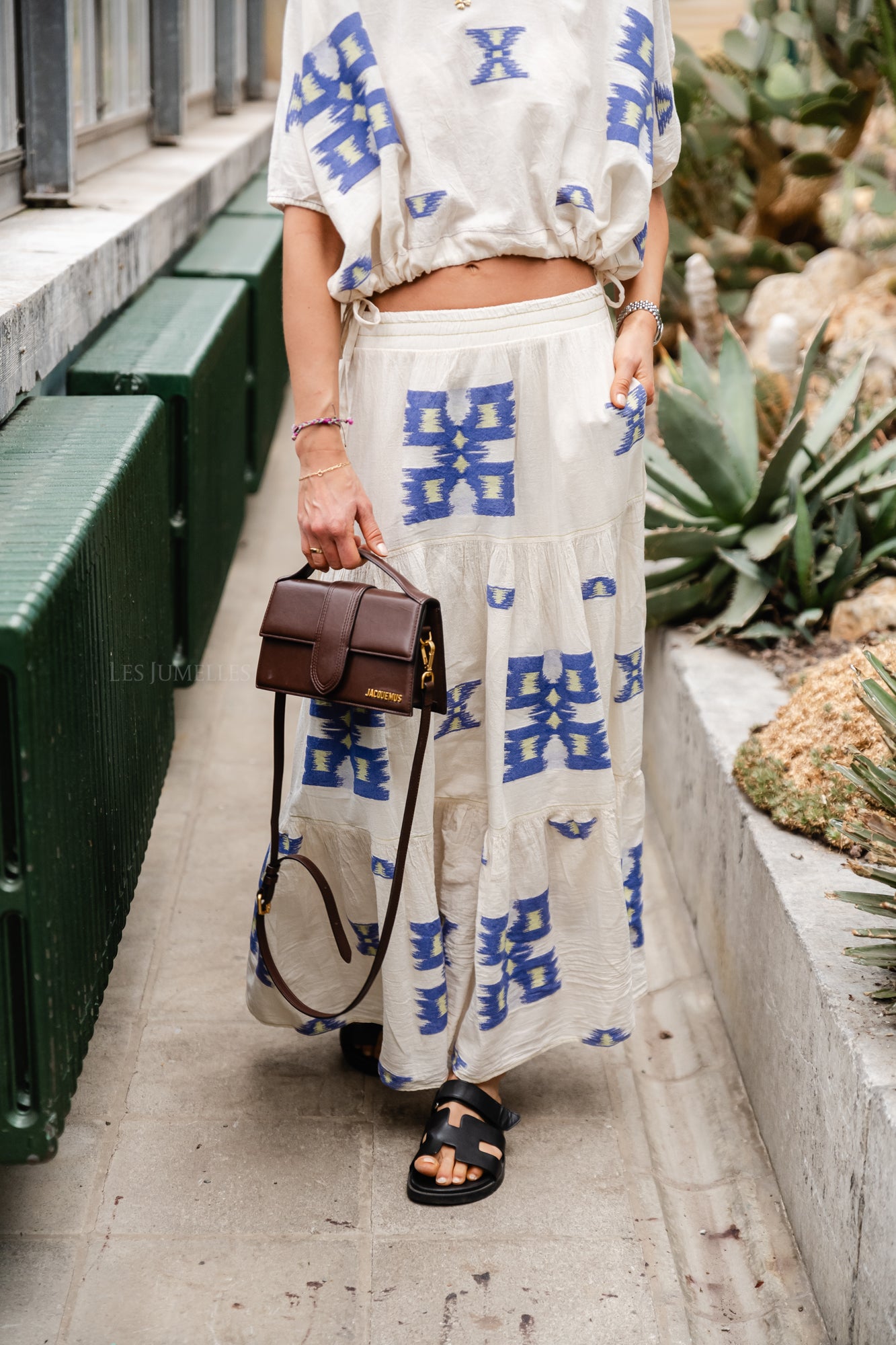 Iliokali cotton skirt blue/lime