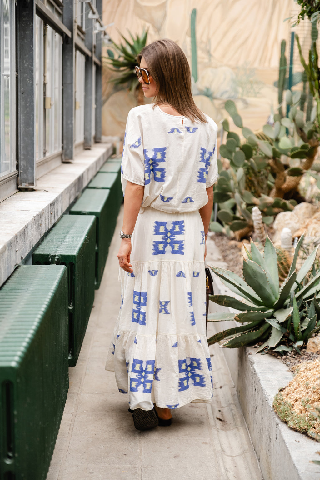 Iliokali cotton skirt blue/lime