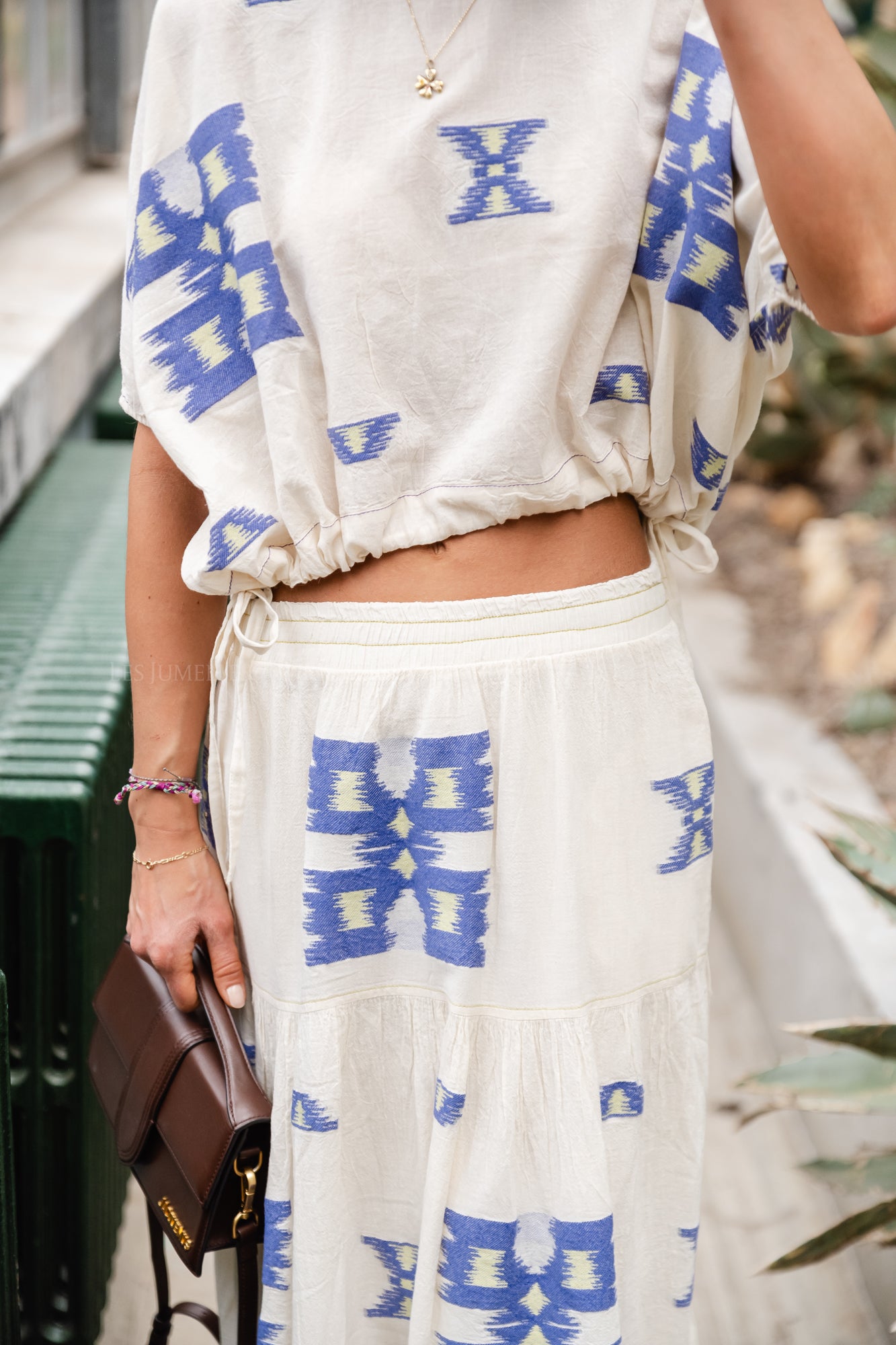 Iliokali cotton skirt blue/lime