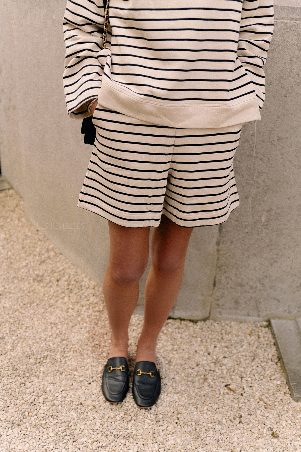 SLFElise HW gestreifte Shorts schwarz/ecru