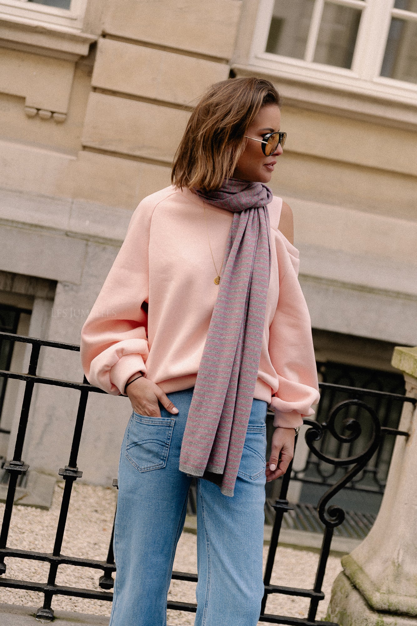 Écharpe Florence gris/rose