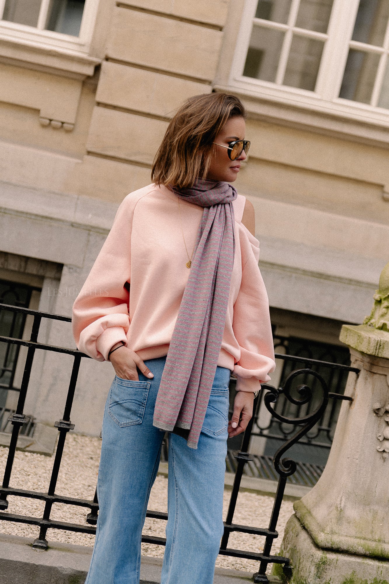 Écharpe Florence gris/rose