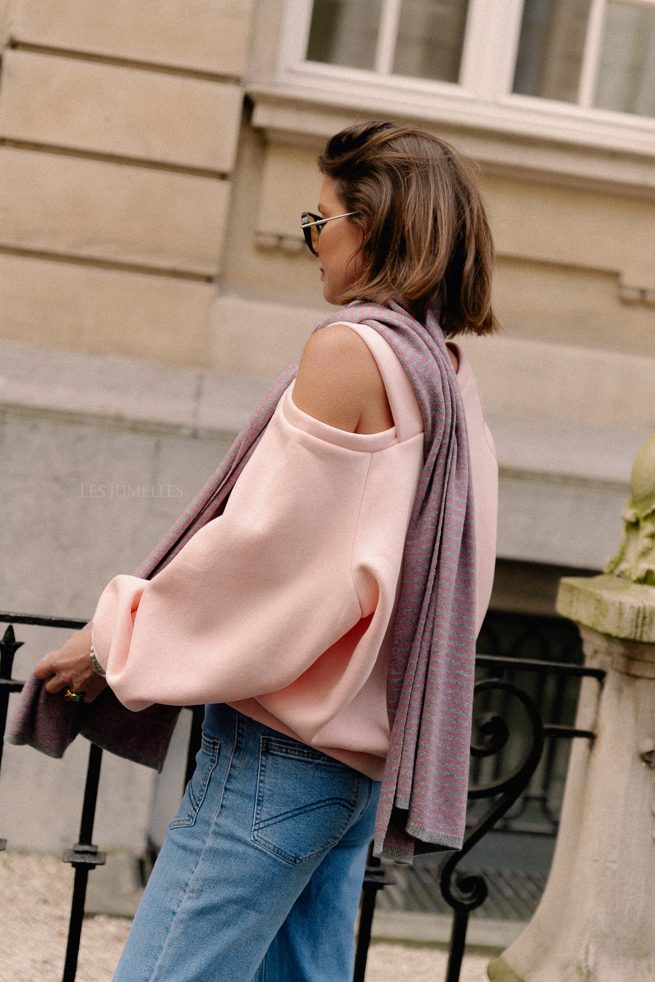 Écharpe Florence gris/rose