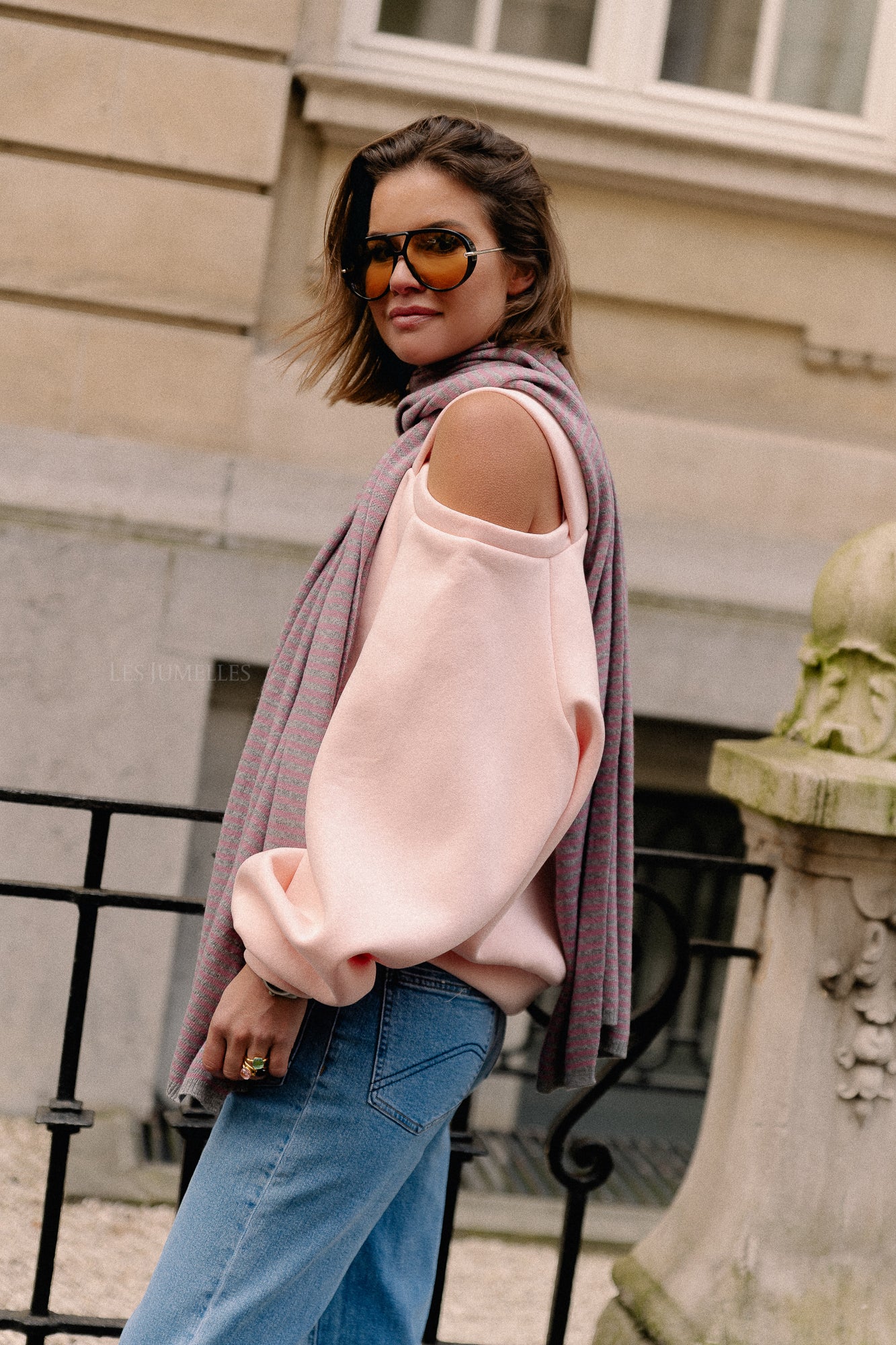 Écharpe Florence gris/rose