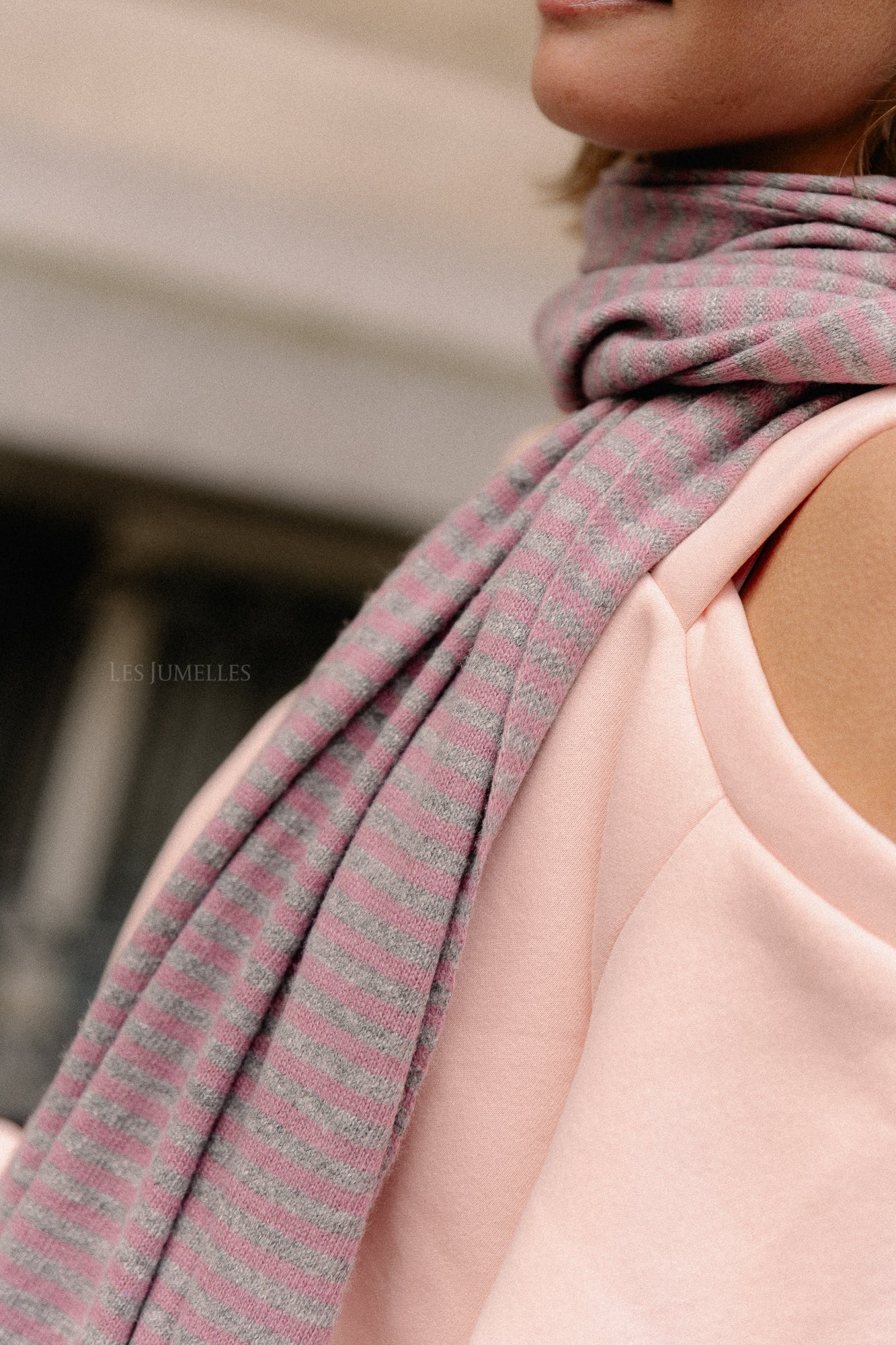 Écharpe Florence gris/rose