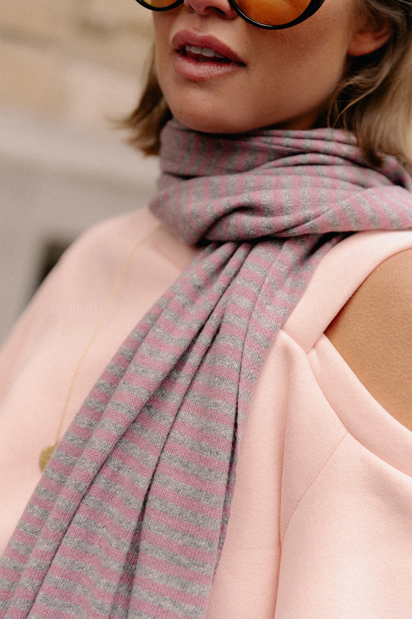Écharpe Florence gris/rose