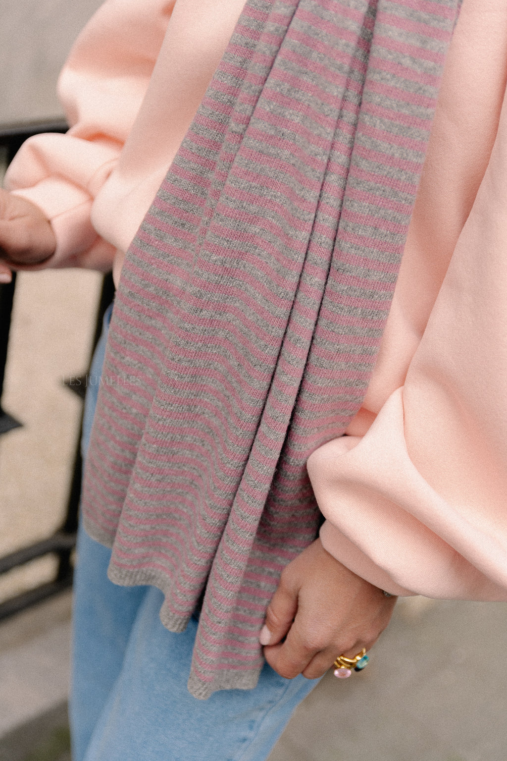 Florence sjaal grijs/roze