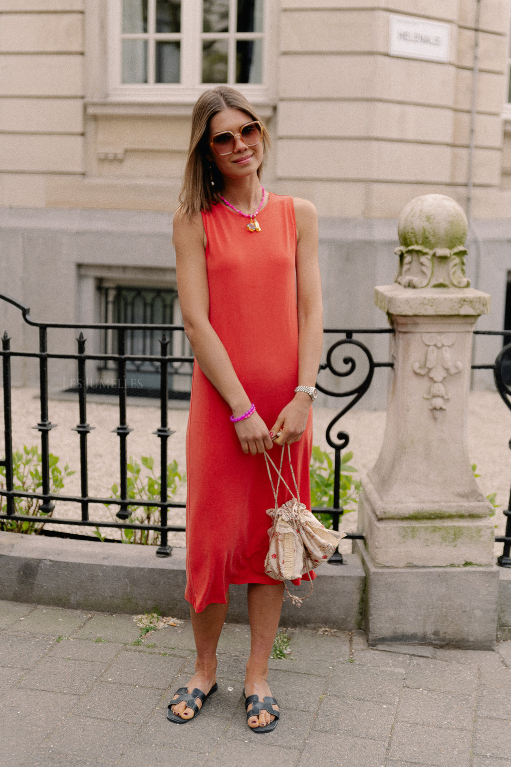 VIModala O-neck SL dress aurora red
