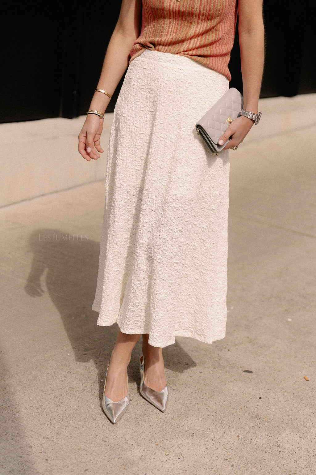OBJMilika long HW skirt cloud dancer