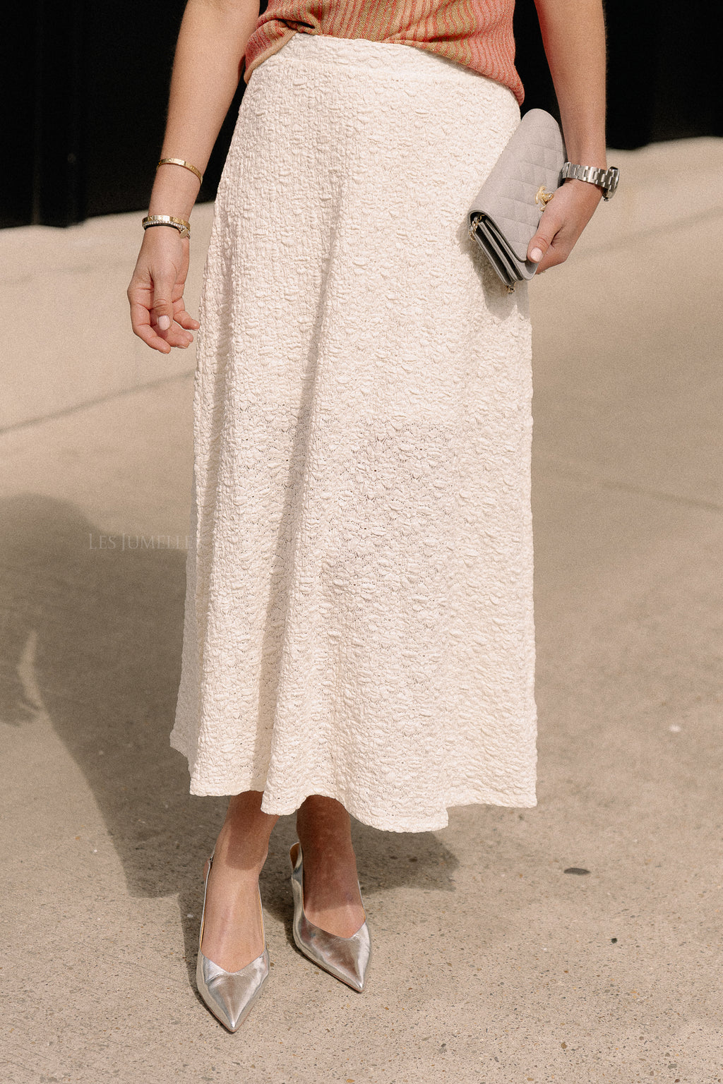 OBJMilika long HW skirt cloud dancer