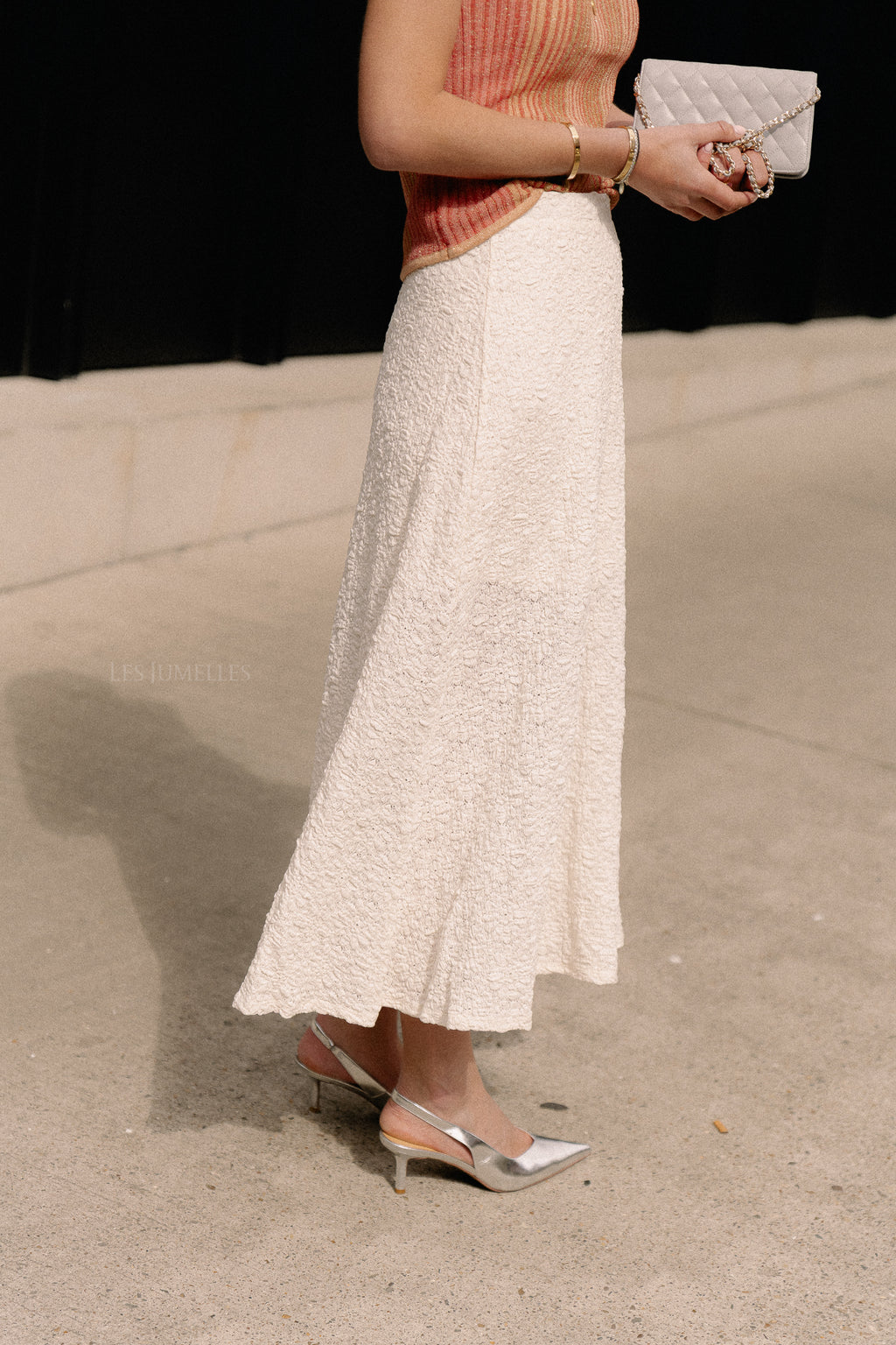 OBJMilika long HW skirt cloud dancer